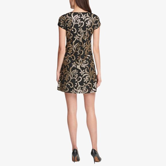 Kensie Black Sequined Cocktail Dress NWT Size 2 - Picture 2 of 11